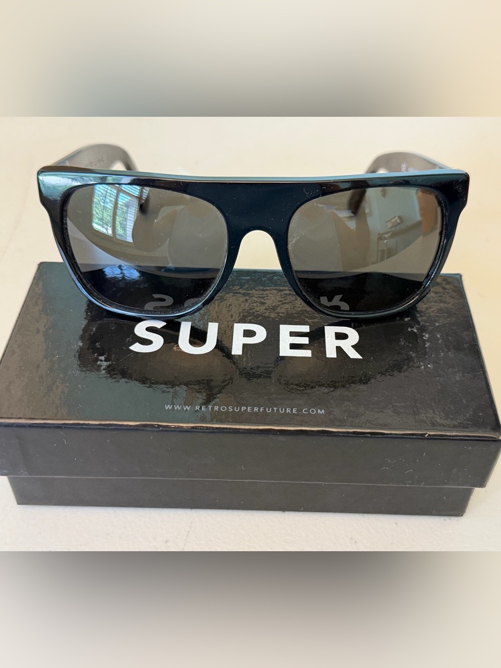 RetroSuperFuture Flat Top Acetate Frame Black Sunglasses